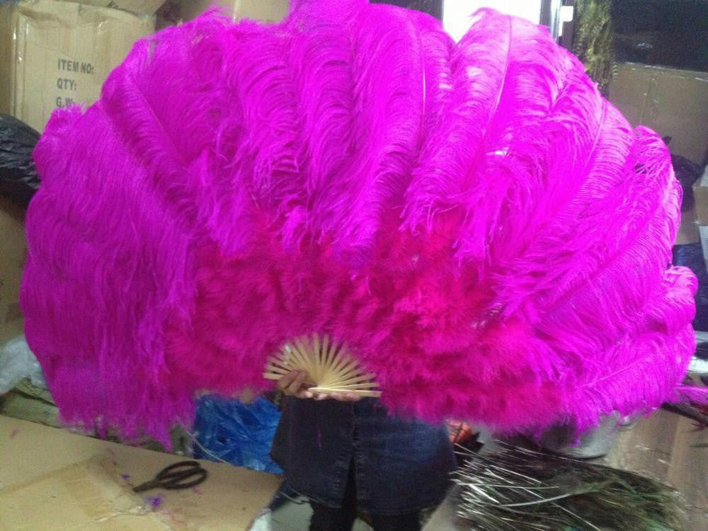 20x36inch Large hot pink Ostrich Feather Fan Burlesque Dance feather fan Bridal Bouquet