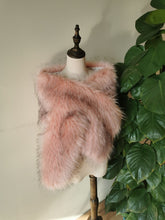 Load image into Gallery viewer, 12x65inch Dusky Pink Fox Wedding Bridal Faux Fur Stole Wrap Shawl Cape
