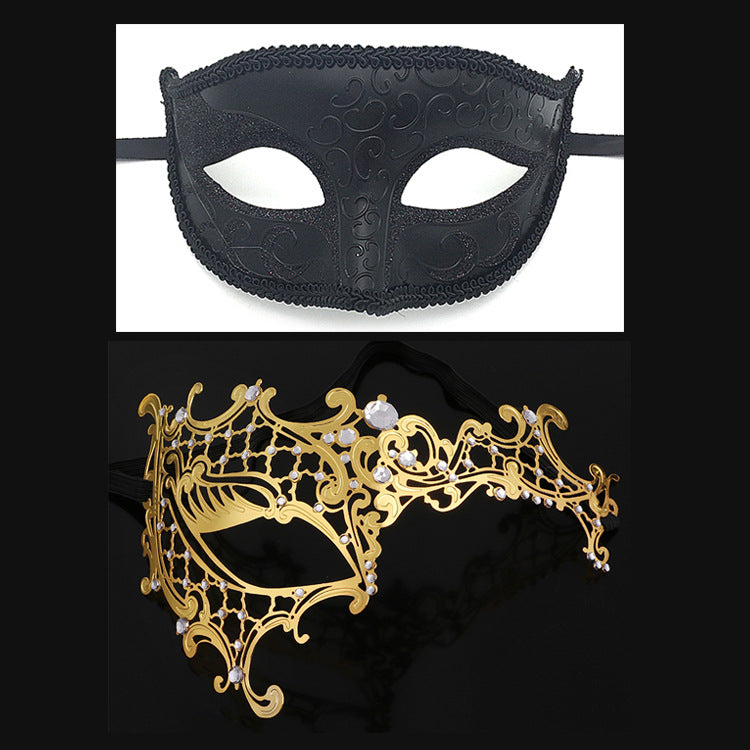 Men  Women Couple  Black Gold Metal Evil Skull and  Venetian Laser Cut Masquerade Masks - Dancefeather