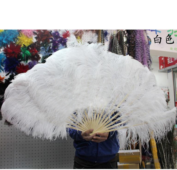 20x36inch Large white Ostrich Feather Fan Burlesque Dance feather fan Bridal Bouquet