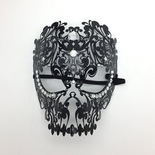 Load image into Gallery viewer, Men  Women Couple Black Metal Evil Skull and Venetian Laser Cut Masquerade Masks - Dancefeather
