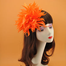 Load image into Gallery viewer, Stripped Diamond Coque &amp; Goose Feather Wired Millinery Hat Mount
