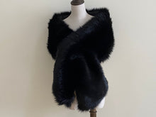 Load image into Gallery viewer, 12x65inch Black Wedding Bridal Faux Fur Stole Wrap Shawl Cape - Dancefeather
