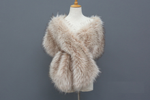 Load image into Gallery viewer, 12x65inch Blush Beige  Nude  Wedding Bridal Faux Fur Stole Wrap Shawl Cape - Dancefeathers
