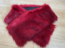 Load image into Gallery viewer, 12x65inch Burgendy Wedding Bridal Faux Fur wrap Stole Wrap Shawl Cape - Dancefeathers
