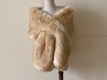 Load image into Gallery viewer, 12x65inch T Champagne with Brown Tip  Wedding Bridal Faux Fur Stole Wrap Shawl Cape - Dancefeather
