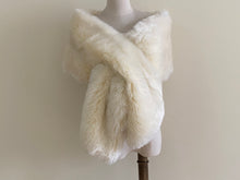 Load image into Gallery viewer, 12x65inch Ivory Wedding Bridal Faux Fur Stole Wrap Shawl Cape - Dancefeather
