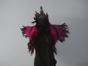 Burlesque Hot Pink  feathers SHAWL Shrug Shoulders  cape Halloween costume ,vintage capelet for Adult - Dancefeather