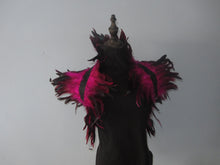 Load image into Gallery viewer, Burlesque Hot Pink  feathers SHAWL Shrug Shoulders  cape Halloween costume ,vintage capelet for Adult - Dancefeather

