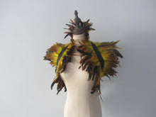 Load image into Gallery viewer, Burlesque Yellow  feathers SHAWL Shrug Shoulders  cape Halloween costume ,vintage capelet for Adult - Dancefeather
