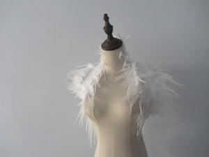 Burlesque White  feathers SHAWL Shrug Shoulders  cape Halloween costume ,vintage capelet for Adult - Dancefeather