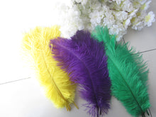 Load image into Gallery viewer, 33yellow 33 green 34 purple Mardi Gras Ostrich feathers for wedding centerpiece - Dancefeather

