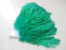 Load image into Gallery viewer, 40X76CM Large Green Ostrich Feather Fan Burlesque Dance feather fan Bridal Bouquet - Dancefeather
