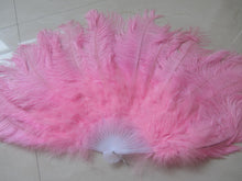 Load image into Gallery viewer, 40X76CM Large Pink Ostrich Feather Fan Burlesque Dance feather fan Bridal Bouquet - Dancefeather
