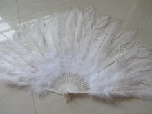Load image into Gallery viewer, 40X76CM Large White Ostrich Feather Fan Burlesque Dance feather fan Bridal Bouquet - Dancefeather
