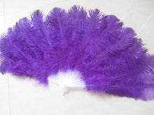 Load image into Gallery viewer, 40X76CM Large Purple Ostrich Feather Fan Burlesque Dance feather fan Bridal Bouquet - Dancefeather
