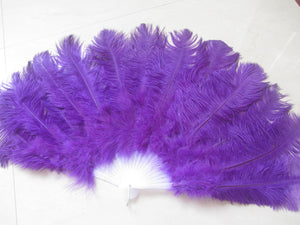 40X76CM Large Purple Ostrich Feather Fan Burlesque Dance feather fan Bridal Bouquet - Dancefeather