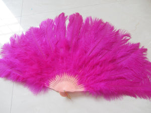 40X76CM Large Hot Pink Ostrich Feather Fan Burlesque Dance feather fan Bridal Bouquet - Dancefeather