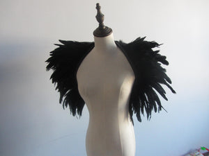 Black  Burlesque  feathers SHAWL Shrug Shoulders  cape Halloween costume ,vintage capelet for Adult - Dancefeather