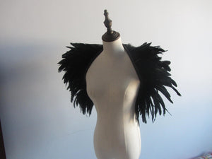 Black  Burlesque  feathers SHAWL Shrug Shoulders  cape Halloween costume ,vintage capelet for Adult - Dancefeather