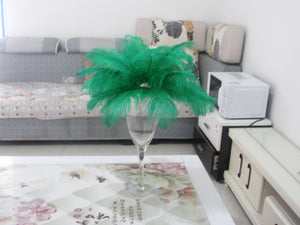 100 green Ostrich feathers for wedding centerpiece - Dancefeather