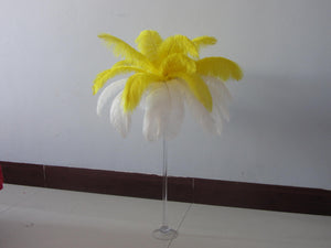 50 White & 50Yellow  Ostrich feathers for wedding centerpiece - Dancefeather