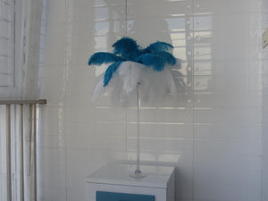 50 White & 50 Turquoise Ostrich feathers for wedding centerpiece - Dancefeather