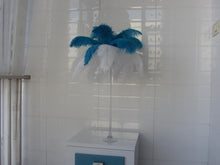 Load image into Gallery viewer, 50 White &amp; 50 Turquoise Ostrich feathers for wedding centerpiece - Dancefeather
