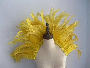 Large Burlesque Yellow feathers SHAWL Shrug Shoulders  cape Halloween costume ,vintage capelet for Adult - Dancefeather