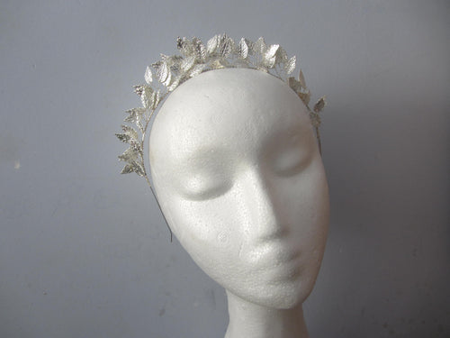 Silver Leaves Headpiece, Leaves Crown Headband, Bridal Headdress, Virgin Mary, Saints, Halloween Costume, Festival Wear - Dancefeather