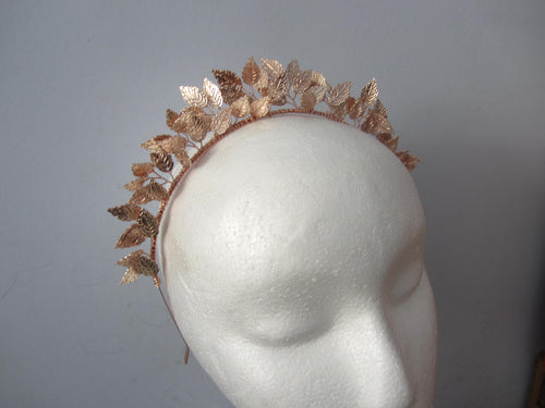 Gold Leaves Headpiece, Leaves Crown Headband, Bridal Headdress, Virgin Mary, Saints, Halloween Costume, Festival Wear - Dancefeather