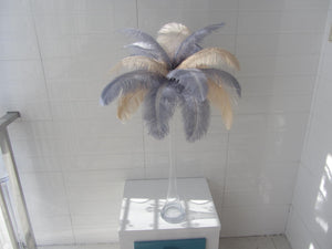 50 Champagne & 50 Silver Ostrich feathers for wedding centerpiece - Dancefeather