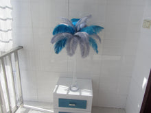 Load image into Gallery viewer, 50 Turquoise &amp; 50 Silver Ostrich feathers for wedding centerpiece - Dancefeather
