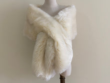 Load image into Gallery viewer, 12x65inch Ivory Wedding Bridal Faux Fur Stole Wrap Shawl Cape - Dancefeathers

