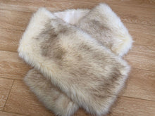 Load image into Gallery viewer, 12x65inch Ivory with Black Tip  Wedding Bridal Faux Fur Stole Wrap Shawl Cape - Dancefeather
