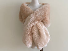 Load image into Gallery viewer, Nude Blush Pink Faux Fur Wrap Shrug Stole
