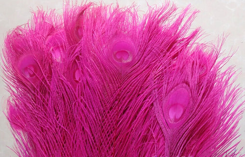 100 10-12inch Hot Pink Peacock Feathers for wedding centerpiece - Dancefeather