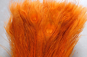 100 10-12inch Orange Peacock Feathers for wedding centerpiece - Dancefeather