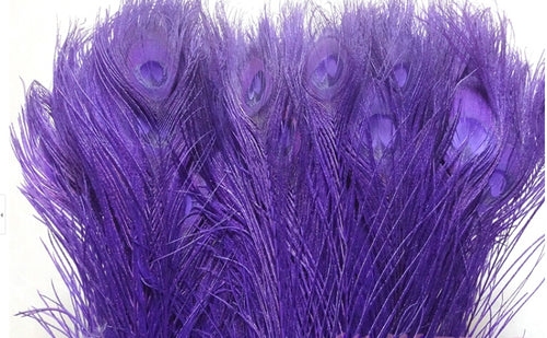100 10-12inch Purple Peacock Feathers for wedding centerpiece - Dancefeather