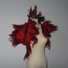 Load image into Gallery viewer, B5 Burlesque Red  feathers SHAWL Shrug Shoulders  cape Halloween costume ,vintage capelet for Adult - Dancefeather
