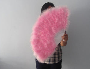 80x45cm Large Pink  Feather Fan Burlesque Dance feather fan Bridal Bouquet - Dancefeather