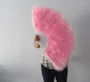 80x45cm Large Pink  Feather Fan Burlesque Dance feather fan Bridal Bouquet - Dancefeather