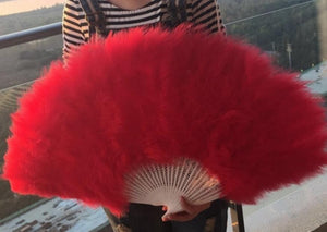 80x45cm Large Red  Feather Fan Burlesque Dance feather fan Bridal Bouquet - Dancefeather