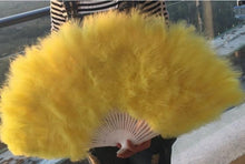 Load image into Gallery viewer, 80x45cm Large Yellow Feather Fan Burlesque Dance feather fan Bridal Bouquet - Dancefeather
