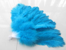 Load image into Gallery viewer, 40X76CM Large Turquoise Ostrich Feather Fan Burlesque Dance feather fan Bridal Bouquet - Dancefeather
