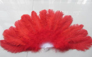 40X76CM Large Red Ostrich Feather Fan Burlesque Dance feather fan Bridal Bouquet - Dancefeather