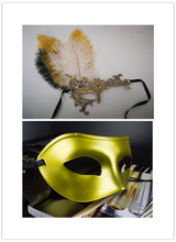 Load image into Gallery viewer, Women feather party event Masquerade Masks red hot pink yellow - Dancefeather
