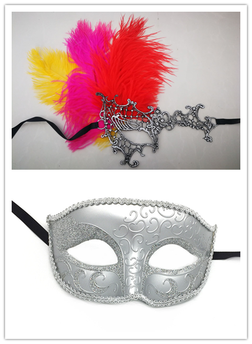 Man Women couple  feather party event Masquerade Masks - Dancefeather