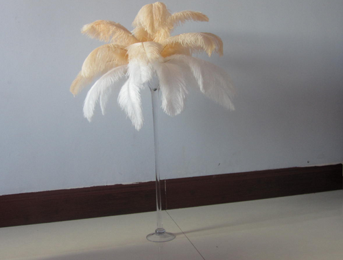 50 Champagne & 50 White Ostrich feathers for wedding centerpiece - Dancefeather