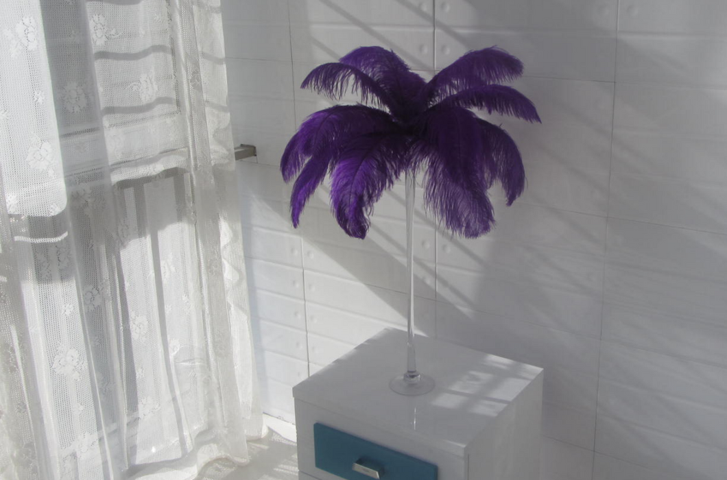 100 Purple Ostrich feathers for wedding centerpiece - Dancefeather